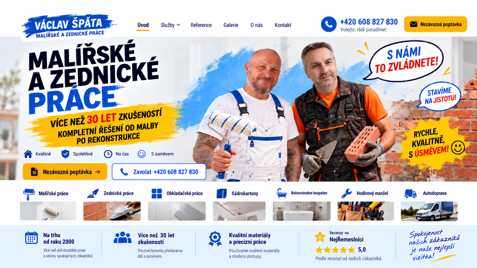Malířské a zednické práce – Václav Špáta a kolega, více než 30 let zkušeností